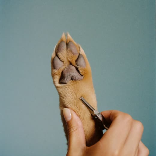 A dog's paw held for nail clipping